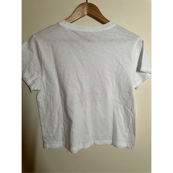 American Eagle White and Pink Logo Short Sleeve Tee Shirt Top Size Small - Picture 4 of 5